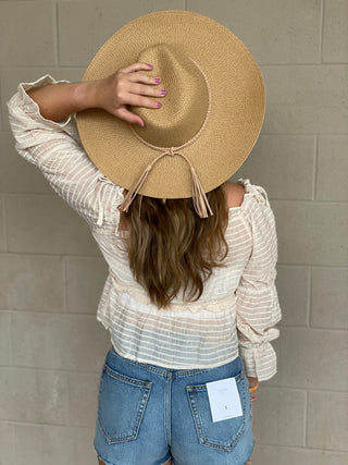 Tan Braid Tassel Hat