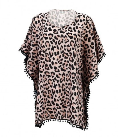 Wild Side Leopard Pom Coverup